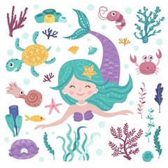 Set-cute-mermaid-seaweeds-marine-inhabitants Play Mat (square)