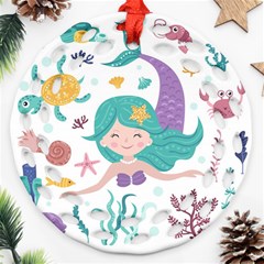 Set-cute-mermaid-seaweeds-marine-inhabitants Ornament (Round Filigree)