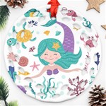 Set-cute-mermaid-seaweeds-marine-inhabitants Round Filigree Ornament (Two Sides) Front