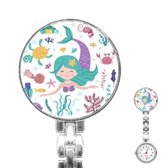 Set-cute-mermaid-seaweeds-marine-inhabitants Stainless Steel Nurses Watch by Jancukart