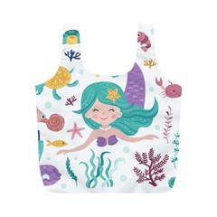 Set-cute-mermaid-seaweeds-marine-inhabitants Full Print Recycle Bag (M)