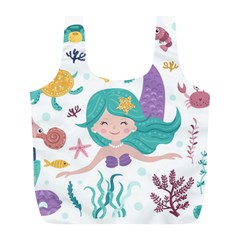 Set-cute-mermaid-seaweeds-marine-inhabitants Full Print Recycle Bag (L)