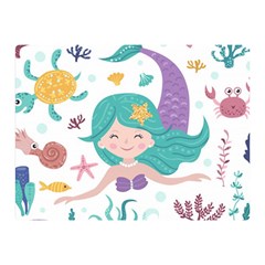 Set-cute-mermaid-seaweeds-marine-inhabitants Double Sided Flano Blanket (mini)  by Jancukart