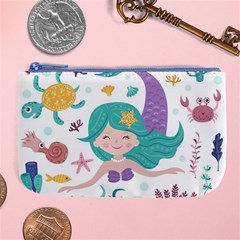 Set-cute-mermaid-seaweeds-marine-inhabitants Large Coin Purse