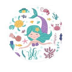 Set-cute-mermaid-seaweeds-marine-inhabitants Mini Round Pill Box