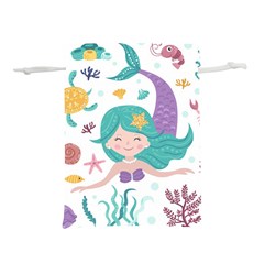 Set-cute-mermaid-seaweeds-marine-inhabitants Lightweight Drawstring Pouch (M)