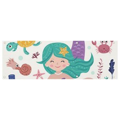 Set-cute-mermaid-seaweeds-marine-inhabitants Banner and Sign 9  x 3 