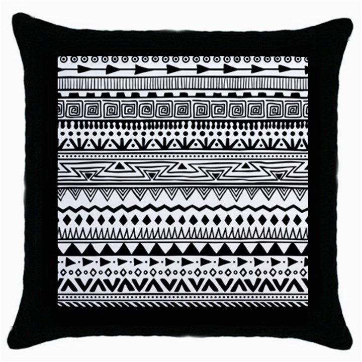 Boho-style-pattern Throw Pillow Case (Black)