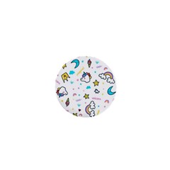 Unicorns-rainbows-seamless-pattern 1  Mini Buttons