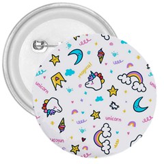 Unicorns-rainbows-seamless-pattern 3  Buttons