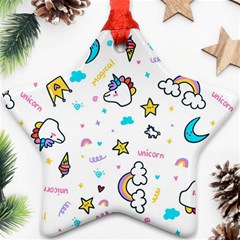 Unicorns-rainbows-seamless-pattern Ornament (star)