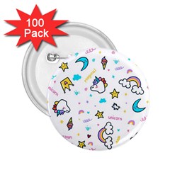 Unicorns-rainbows-seamless-pattern 2 25  Buttons (100 Pack) 