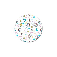 Unicorns-rainbows-seamless-pattern Golf Ball Marker