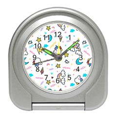 Unicorns-rainbows-seamless-pattern Travel Alarm Clock