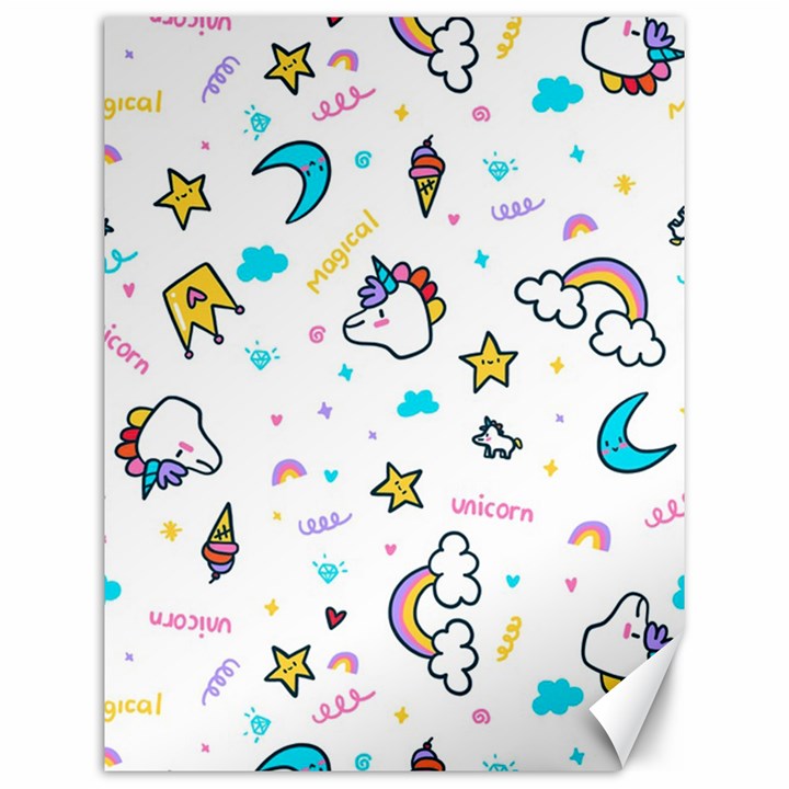 Unicorns-rainbows-seamless-pattern Canvas 12  x 16 