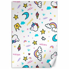 Unicorns-rainbows-seamless-pattern Canvas 12  X 18 