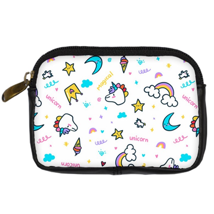 Unicorns-rainbows-seamless-pattern Digital Camera Leather Case