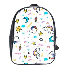 Unicorns-rainbows-seamless-pattern School Bag (large)