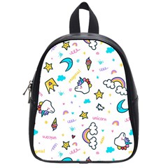 Unicorns-rainbows-seamless-pattern School Bag (small)