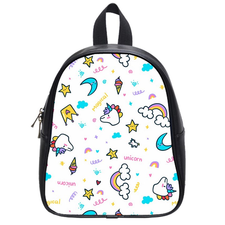 Unicorns-rainbows-seamless-pattern School Bag (Small)