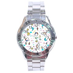 Unicorns-rainbows-seamless-pattern Stainless Steel Analogue Watch