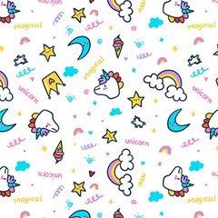 Unicorns-rainbows-seamless-pattern Play Mat (square)