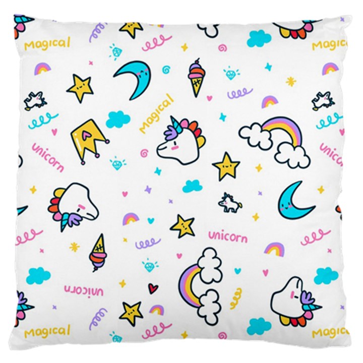 Unicorns-rainbows-seamless-pattern Large Cushion Case (One Side)