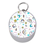 Unicorns-rainbows-seamless-pattern Mini Silver Compasses Front