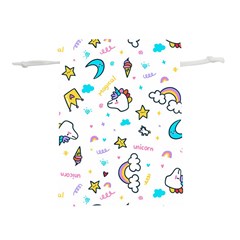 Unicorns-rainbows-seamless-pattern Lightweight Drawstring Pouch (l)