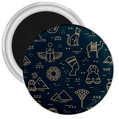 Dark-seamless-pattern-symbols-landmarks-signs-egypt -- 3  Magnets