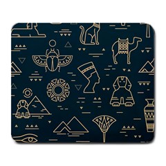 Dark-seamless-pattern-symbols-landmarks-signs-egypt -- Large Mousepad