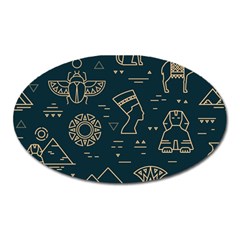 Dark-seamless-pattern-symbols-landmarks-signs-egypt -- Oval Magnet