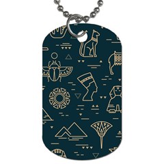 Dark-seamless-pattern-symbols-landmarks-signs-egypt -- Dog Tag (one Side)