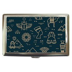 Dark-seamless-pattern-symbols-landmarks-signs-egypt -- Cigarette Money Case