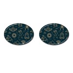 Dark-seamless-pattern-symbols-landmarks-signs-egypt -- Cufflinks (Oval) Front(Pair)