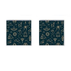 Dark-seamless-pattern-symbols-landmarks-signs-egypt -- Cufflinks (square)