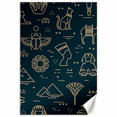 Dark-seamless-pattern-symbols-landmarks-signs-egypt -- Canvas 12  X 18 