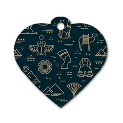 Dark-seamless-pattern-symbols-landmarks-signs-egypt -- Dog Tag Heart (one Side)