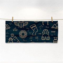 Dark-seamless-pattern-symbols-landmarks-signs-egypt -- Hand Towel