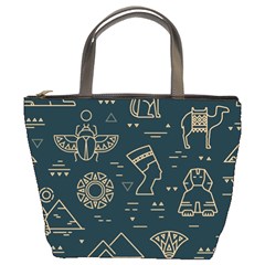 Dark-seamless-pattern-symbols-landmarks-signs-egypt -- Bucket Bag