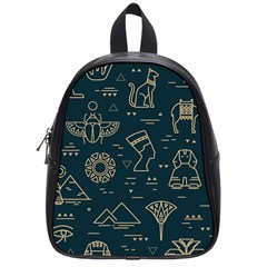 Dark-seamless-pattern-symbols-landmarks-signs-egypt -- School Bag (small) by Jancukart