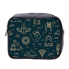 Dark-seamless-pattern-symbols-landmarks-signs-egypt -- Mini Toiletries Bag (two Sides)