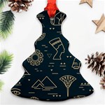 Dark-seamless-pattern-symbols-landmarks-signs-egypt -- Christmas Tree Ornament (Two Sides) Front