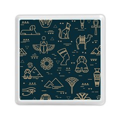 Dark-seamless-pattern-symbols-landmarks-signs-egypt -- Memory Card Reader (square) by Jancukart