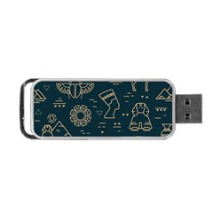 Dark-seamless-pattern-symbols-landmarks-signs-egypt -- Portable Usb Flash (two Sides) by Jancukart