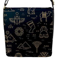 Dark-seamless-pattern-symbols-landmarks-signs-egypt -- Flap Closure Messenger Bag (s) by Jancukart