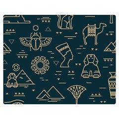 Dark-seamless-pattern-symbols-landmarks-signs-egypt -- Double Sided Flano Blanket (medium) 