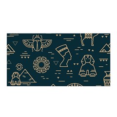 Dark-seamless-pattern-symbols-landmarks-signs-egypt -- Satin Wrap 35  X 70  by Jancukart