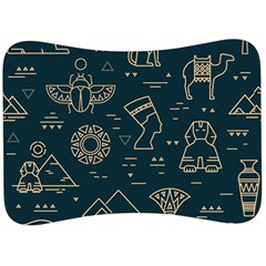 Dark-seamless-pattern-symbols-landmarks-signs-egypt -- Velour Seat Head Rest Cushion