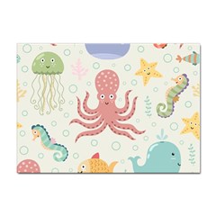 Underwater-seamless-pattern-light-background-funny Sticker A4 (10 Pack)